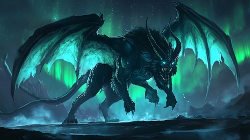 Winged Beast in Northern Lights