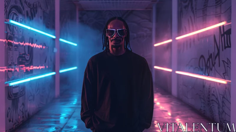 Snoop Dogg in Vibrant Graffiti Alley AI Image