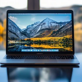 Mountain Scenery on Laptop Screen