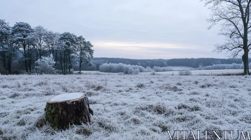 AI ART Tranquil Frost-Covered Field in Winter