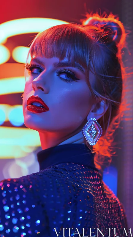 AI ART Taylor Swift Radiant in Neon Lights