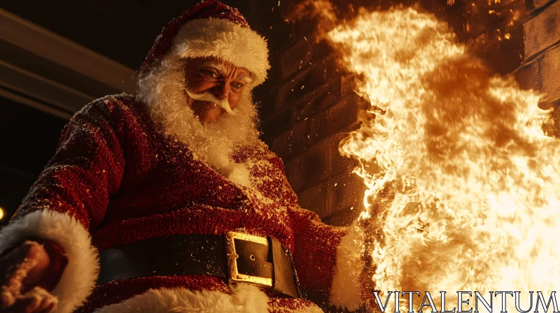 Santa Claus and the Christmas Fire AI Image