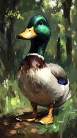 Wild Duck Amongst Forest Greens