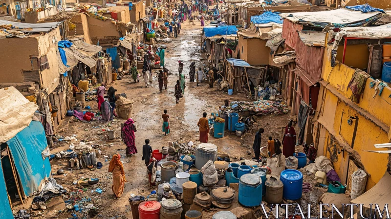 AI ART African village street with people