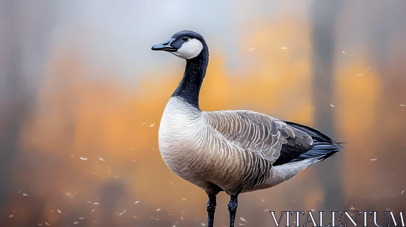 Serene Autumn Goose Portrait AI Image