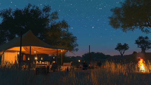 Camping at Night AI Image