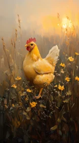 Sunset Chicken in Nature