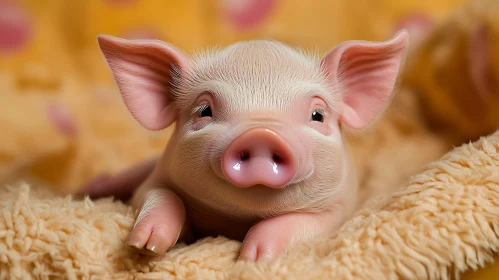 Cute Baby Pig in Cozy Surrounding