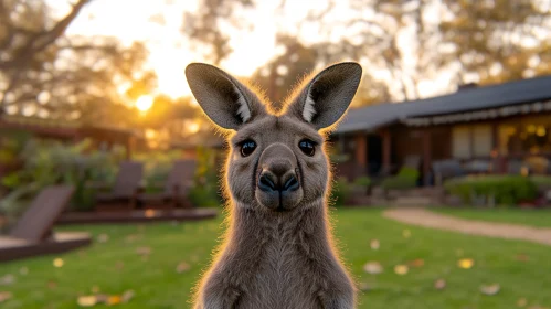 Curious Kangaroo at Sunset