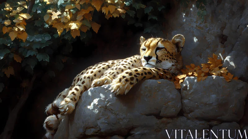 Serenity of a Resting Cheetah AI Image