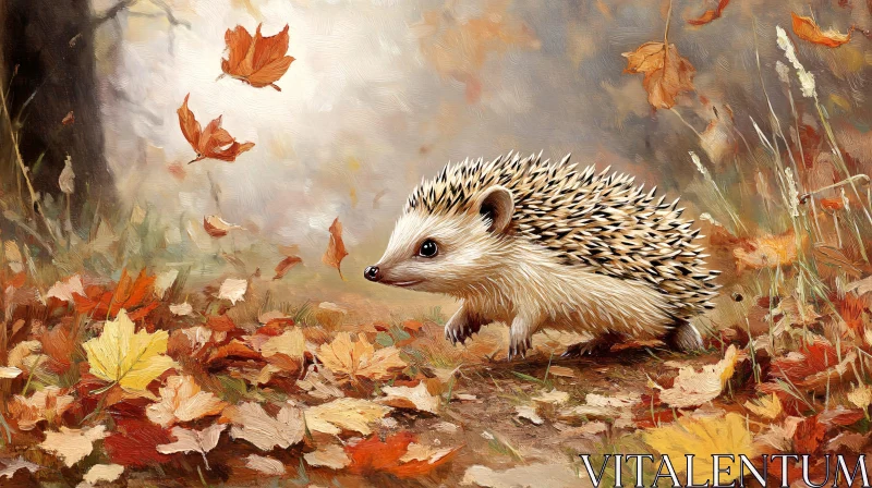 Autumnal Forest Hedgehog AI Image