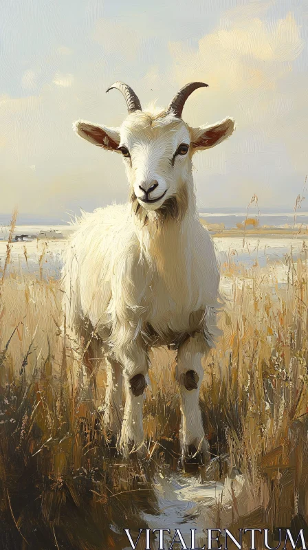 Goat Artwork Amidst Nature AI Image