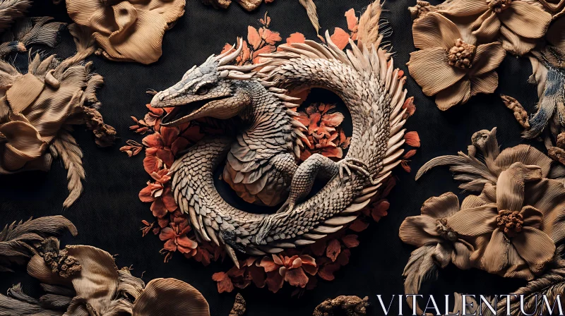 AI ART Dragon with Flowers