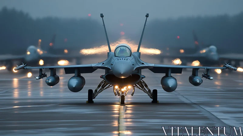 Military Aircraft Prepared for Takeoff AI Image