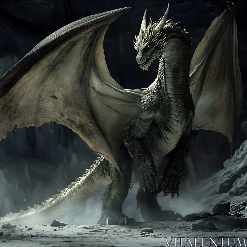 Fantasy Dragon with Wings Spread AI Image