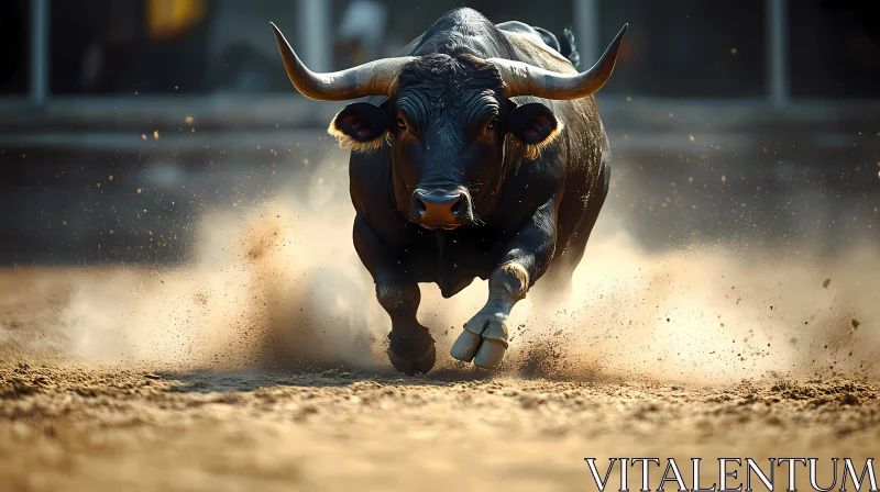 Dynamic Bull in Motion AI Image