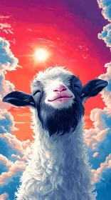 Dreamy Goat and Sunset Clouds