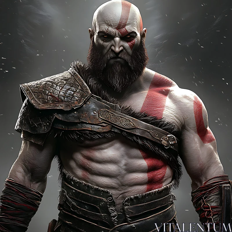 Warrior with Red Markings AI Image