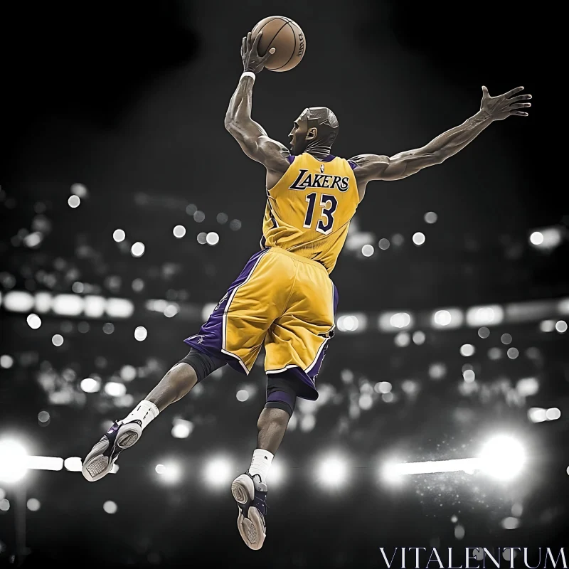 Lakers Player Mid-Air AI Image