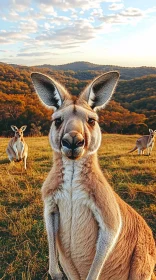 Wild Kangaroo in Scenic Australian Landscape