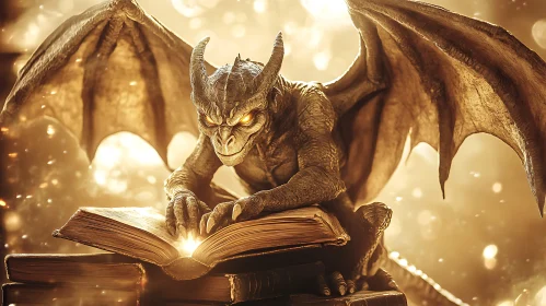 Winged Dragon with an Open Book