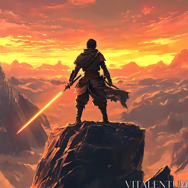 Mountain Peak Warrior Sunset