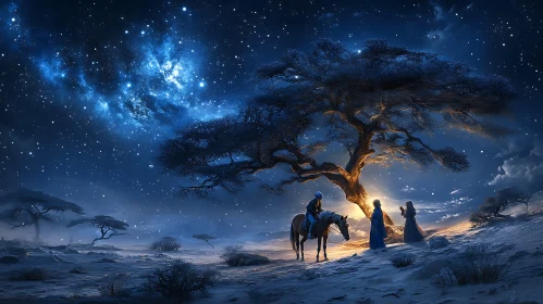 Equestrian Night Under Celestial Canvas