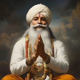 Man in Prayer with White Beard