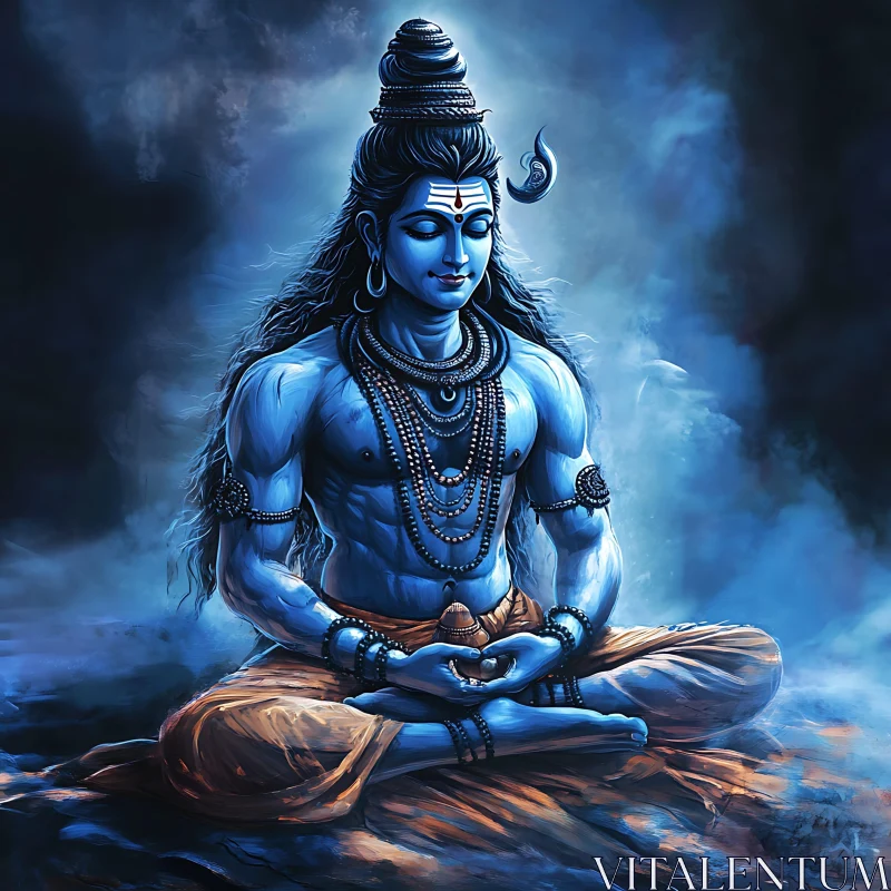 Peaceful Deity in Yoga Position Artwork AI Image