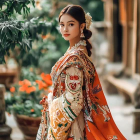 Portrait of Woman in Decorative Dress