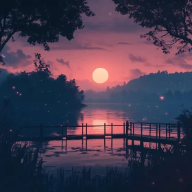 Lake Sunset Reflection