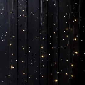Festive String Lights on Black Wood