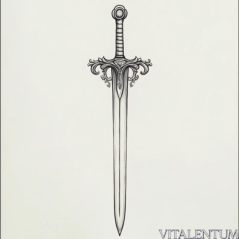 AI ART Ornate Sword Design on White Background