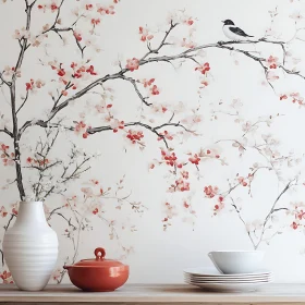 Cherry Blossoms and Bird Still Life