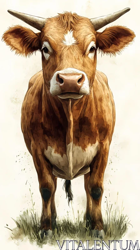 Detailed Cow Portrait AI Image