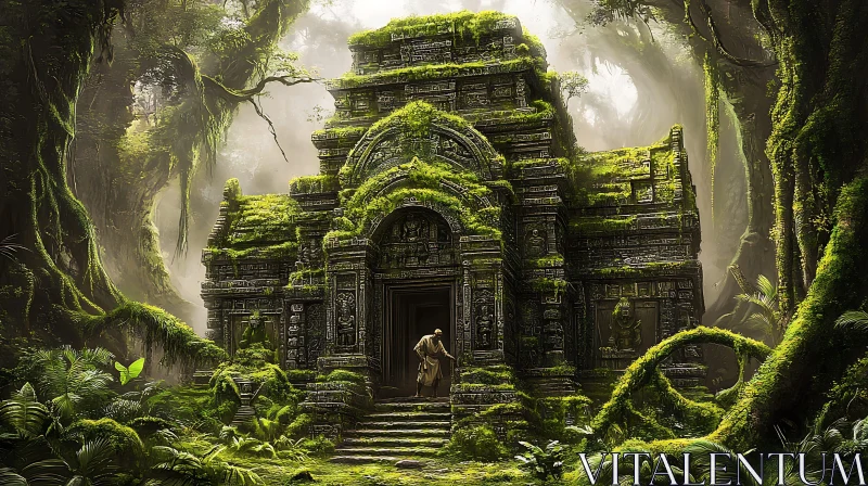 Moss-Covered Ruins in Verdant Jungle AI Image