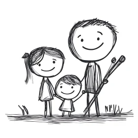 Minimalist Family Portrait in Black and White