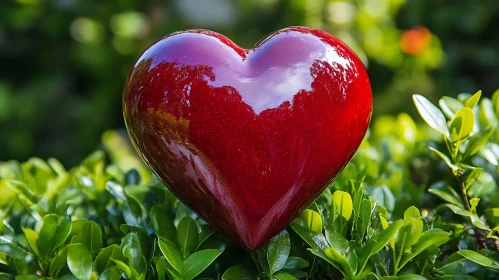 Heart Resting on Greenery