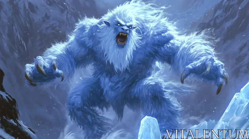 Angry Yeti in Snowy Mountains AI Image