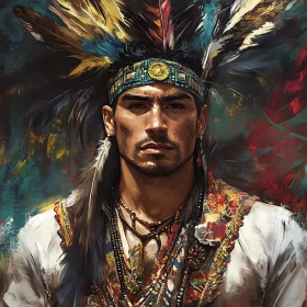 Man in Traditional Native American Attire