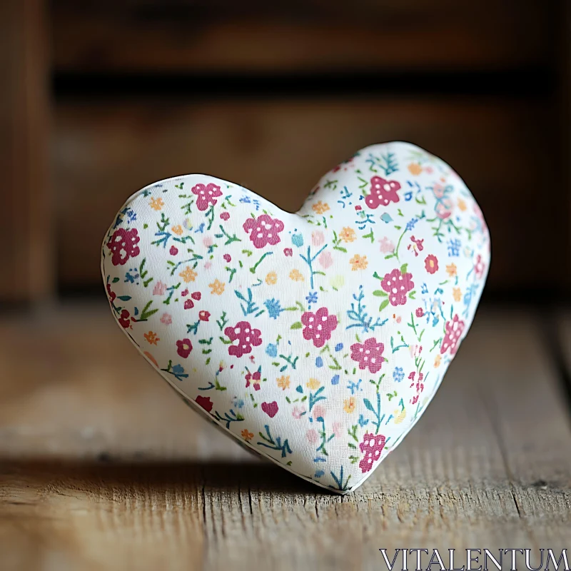 AI ART Heart Pillow with Floral Design