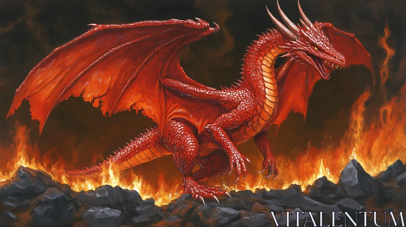 AI ART Dragon in Flames Art