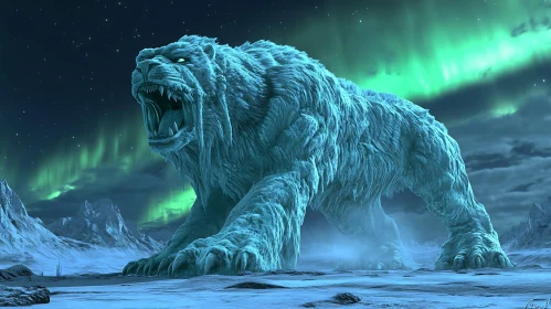 Frozen Feline Giant in Arctic Landscape