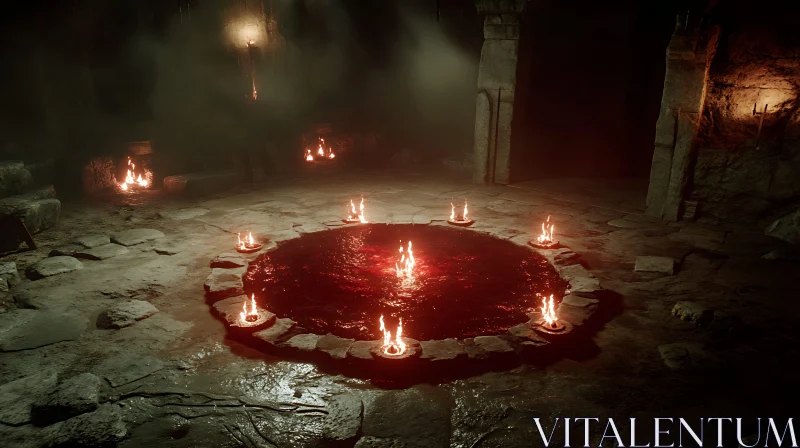 AI ART Eerie Candlelit Ritual in Stone Chamber