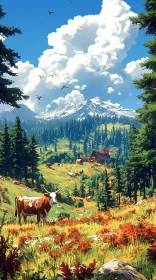 Peaceful Mountain Meadow Scene