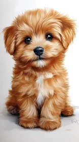 Charming Golden Brown Fluffy Puppy