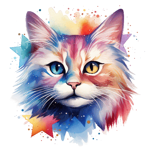 POD Design Abstract Watercolor Cat Face Artwork