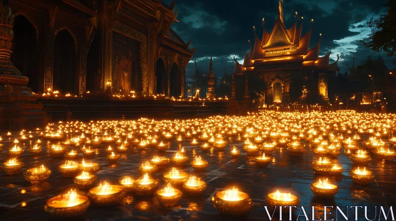 Candlelit Temple at Night AI Image