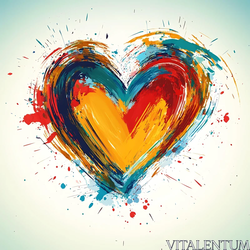 AI ART Painted Heart with Brush Strokes