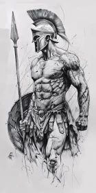 Ancient Warrior in Black and White